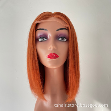 Ginger Color Orange Blonde Highlights Mix Color Deep Wave Pre Plucked Hd Transparent Lace Front Raw Virgin Human Hair Wigs